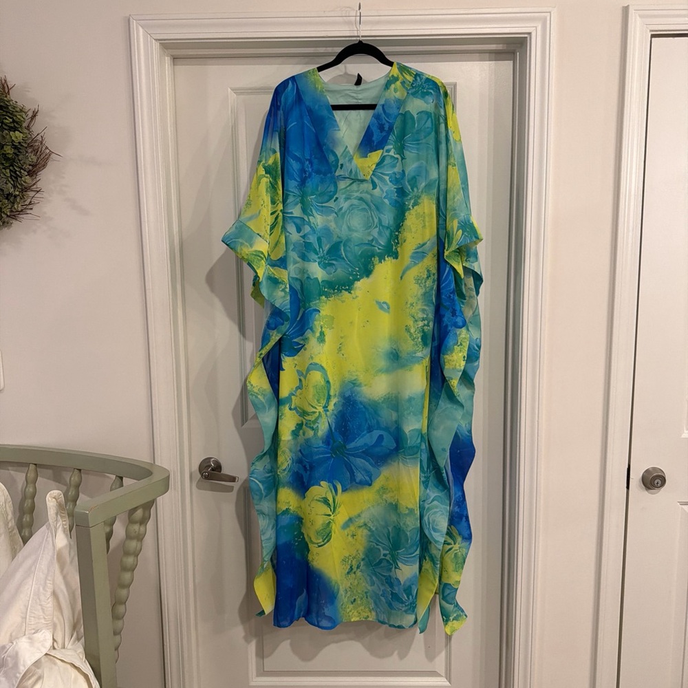 Blue and Yellow Floral Caftan